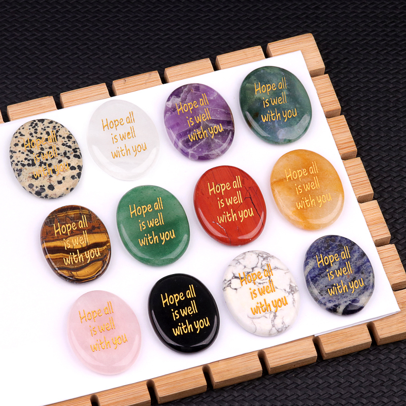 "Hope all is well with you" Thumb Worry Stone for Anxiety Stress Relief Meditation Home Decor