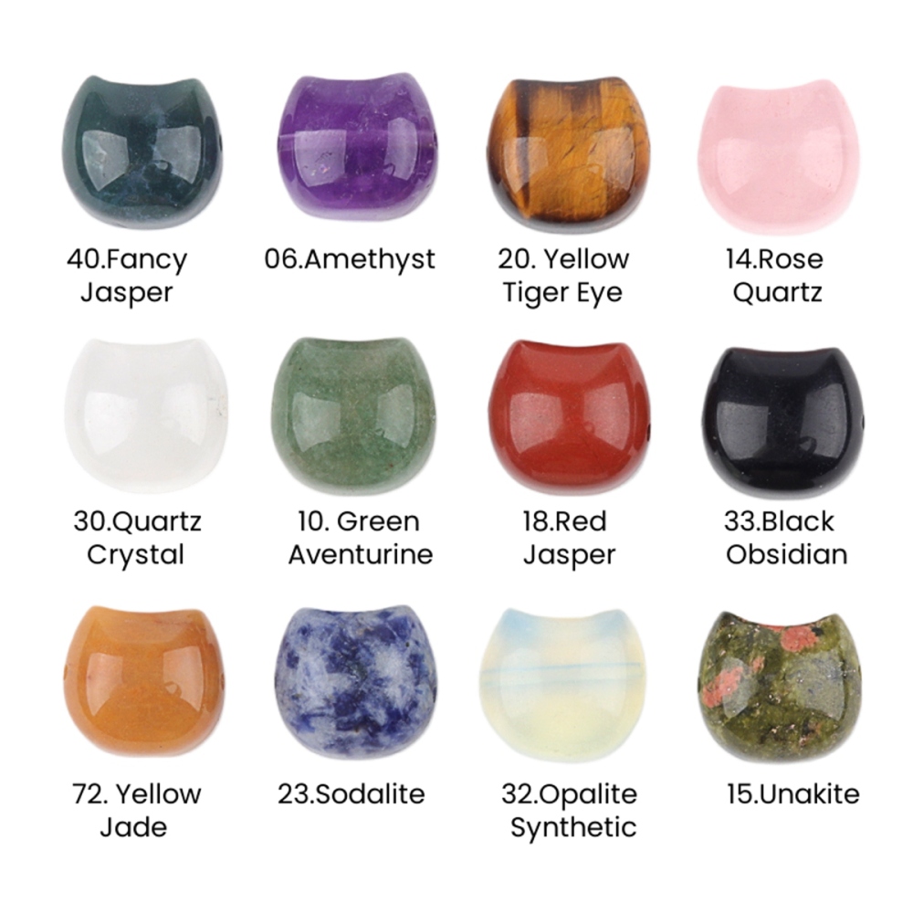 16MM Cat Head (No Face) Stone Beads Drilled 1.5MM Side Hole For DIY Making Jewelry