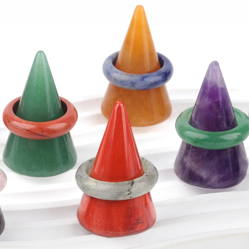 Gemstone Ring Holder Tower (D25X40MM) Stone Jewelry Display Stand Point Cone Decorative Wedding Storage