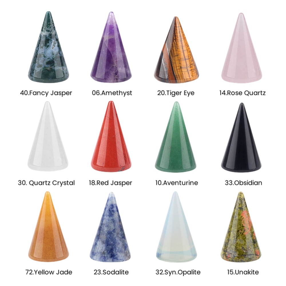 Gemstone Ring Holder Tower (D25X40MM) Stone Jewelry Display Stand Point Cone Decorative Wedding Storage