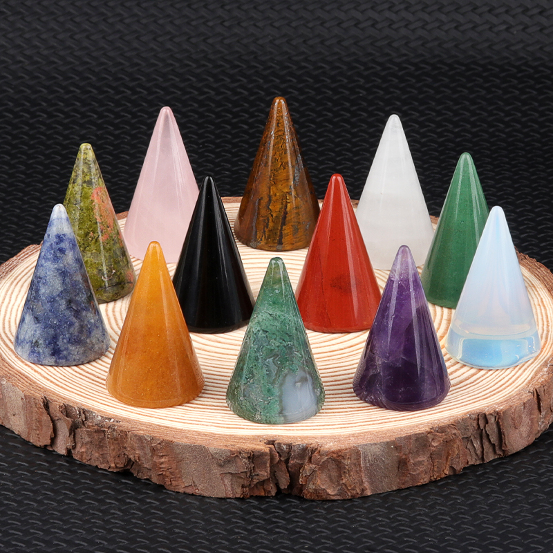 Gemstone Ring Holder Tower (D25X40MM) Stone Jewelry Display Stand Point Cone Decorative Wedding Storage
