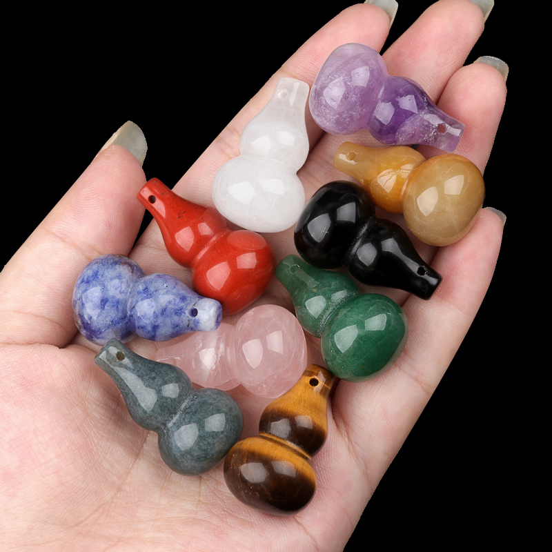 18x30MM Handmade Carved Mini Gourd Stone Pendant for Making Jewelry