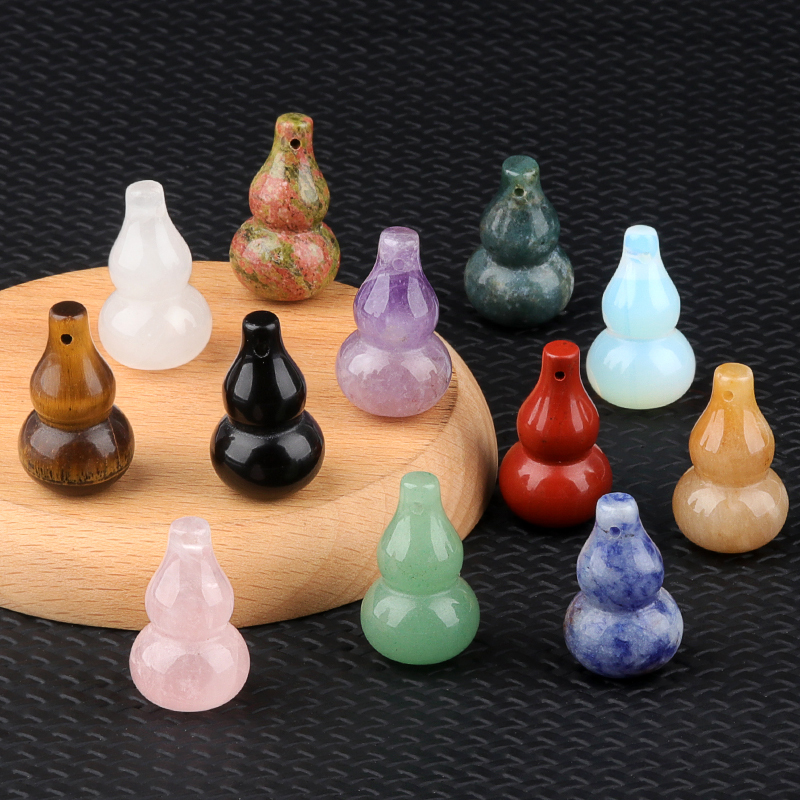 18x30MM Handmade Carved Mini Gourd Stone Pendant for Making Jewelry