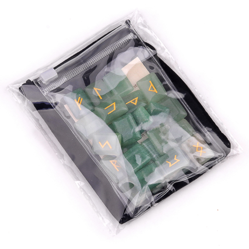 15X20MM Rectangle  Runes Set of 25 Engraved Rune Stones with Guide Book Velvet Bag for Beginners,Witchcraft/Divination/Meditation/Spiritual