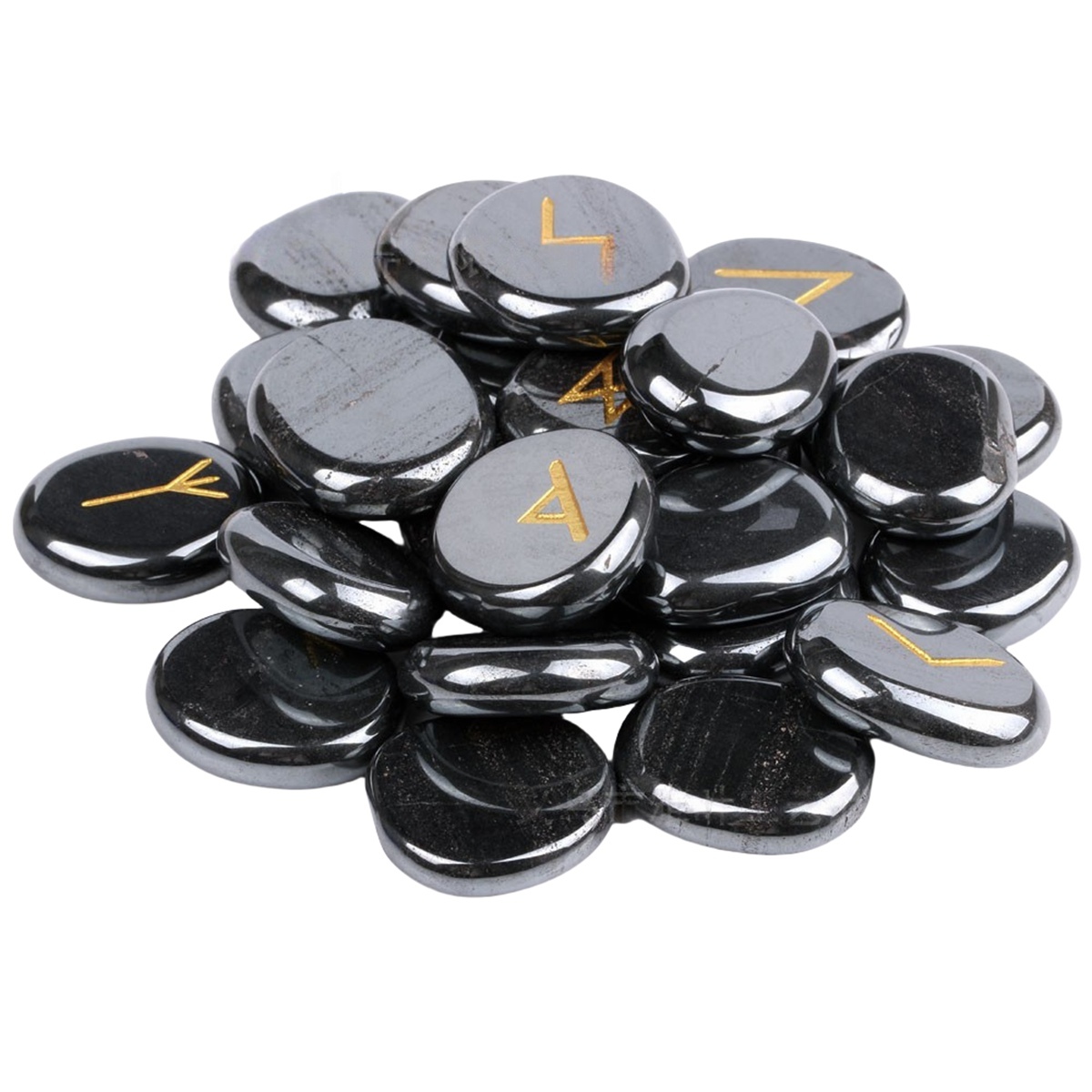 20-25mm Disc Runes Set of 25 Engraved Rune Stones with Guide Book Velvet Bag for Beginners,Witchcraft/Divination/Meditation/Spiritual