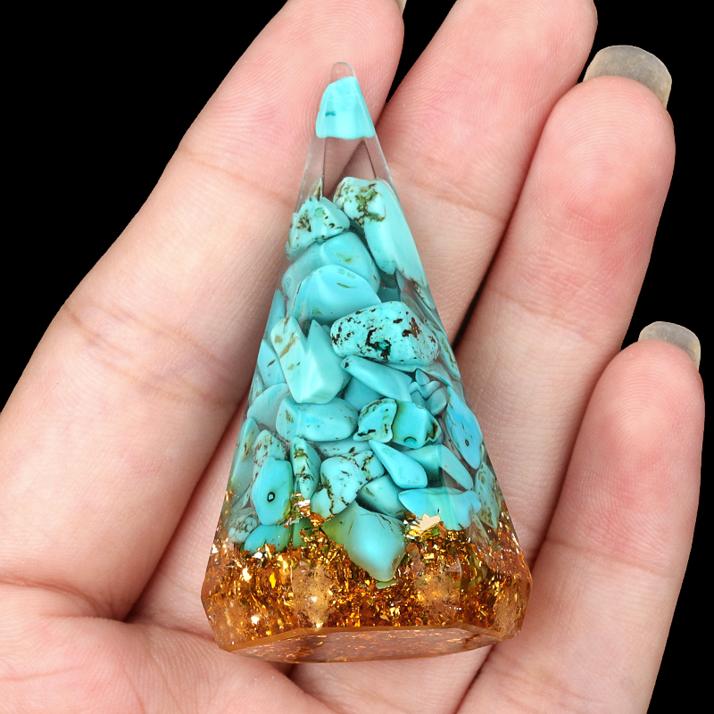 Gemstone Ring Holder Tower Chip Stone Jewelry Display Stand Resin Point Hexagonal Cone Decorative Wedding Storage
