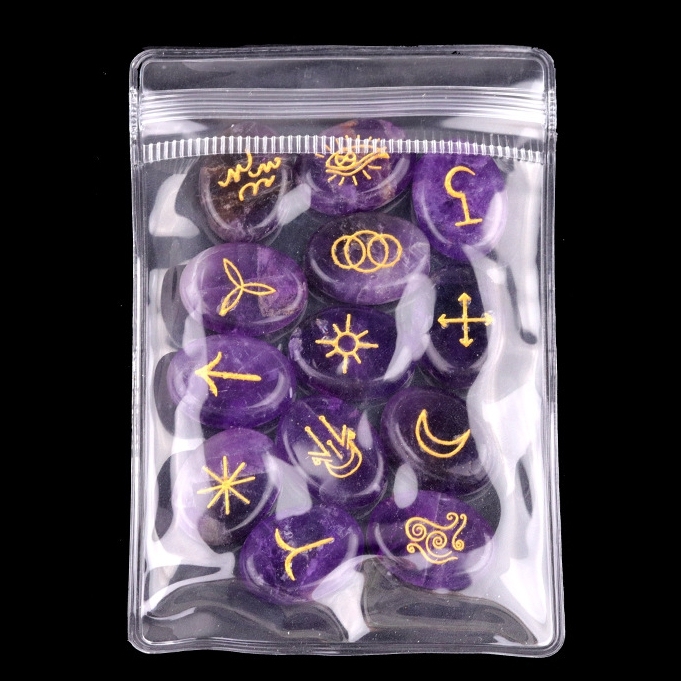 15X20MM Oval Stone Disc Runes Set of 13 Engraved Rune