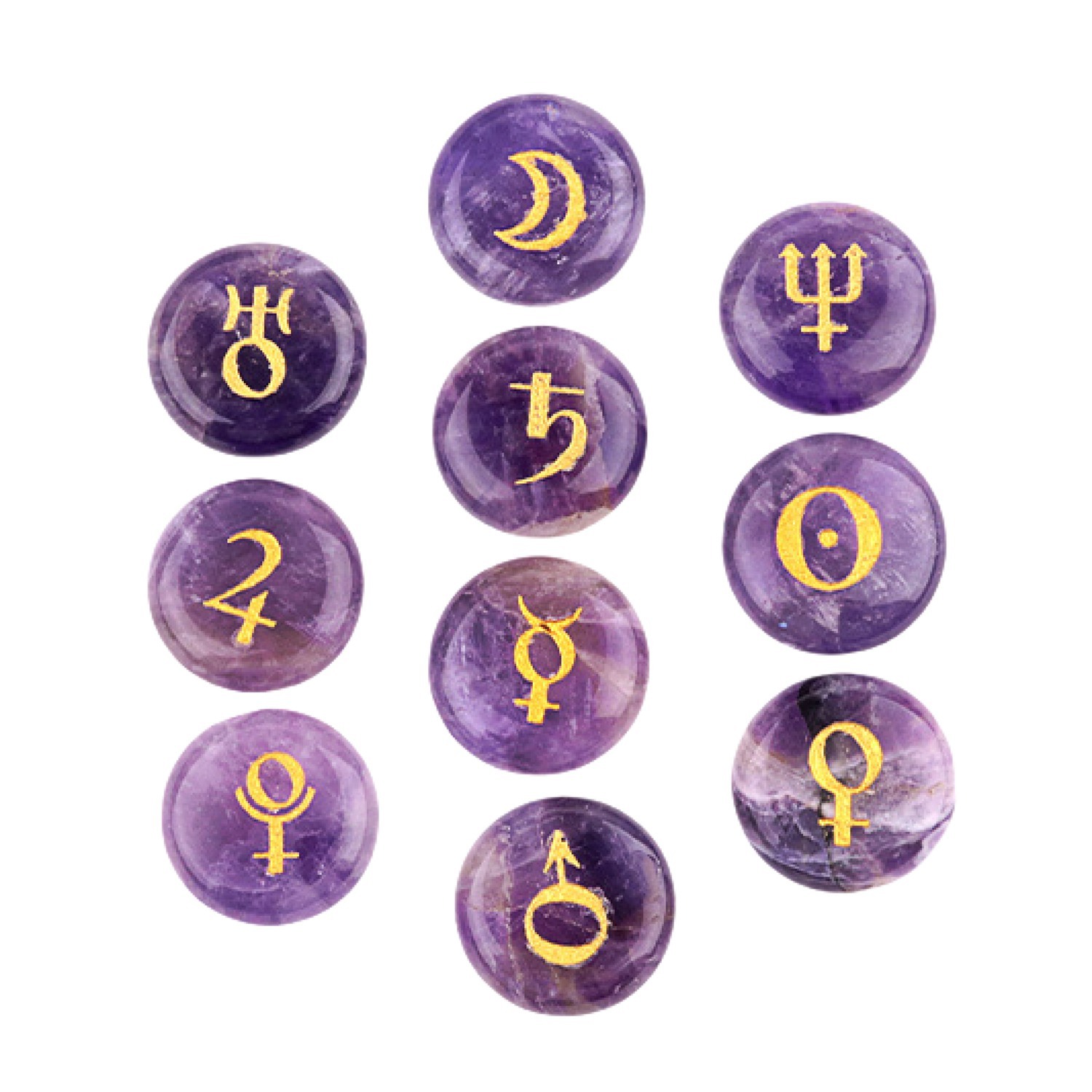 18mm Stone Disc Symbols Set of 10 Planets & Solar System
