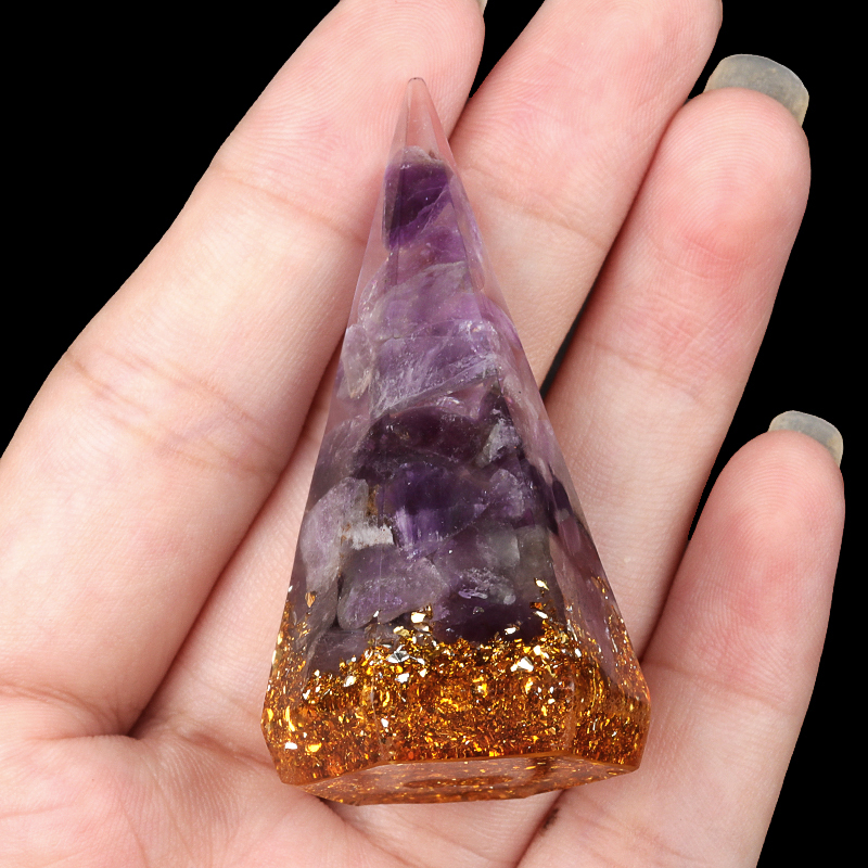 Gemstone Ring Holder Tower Chip Stone Jewelry Display Stand Resin Point Hexagonal Cone Decorative Wedding Storage