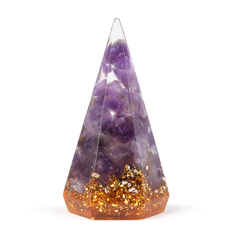 Gemstone Ring Holder Tower Chip Stone Jewelry Display Stand Resin Point Hexagonal Cone Decorative Wedding Storage