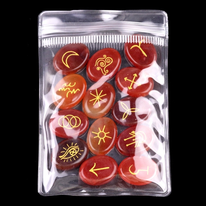 15X20MM Oval Stone Disc Runes Set of 13 Engraved Rune