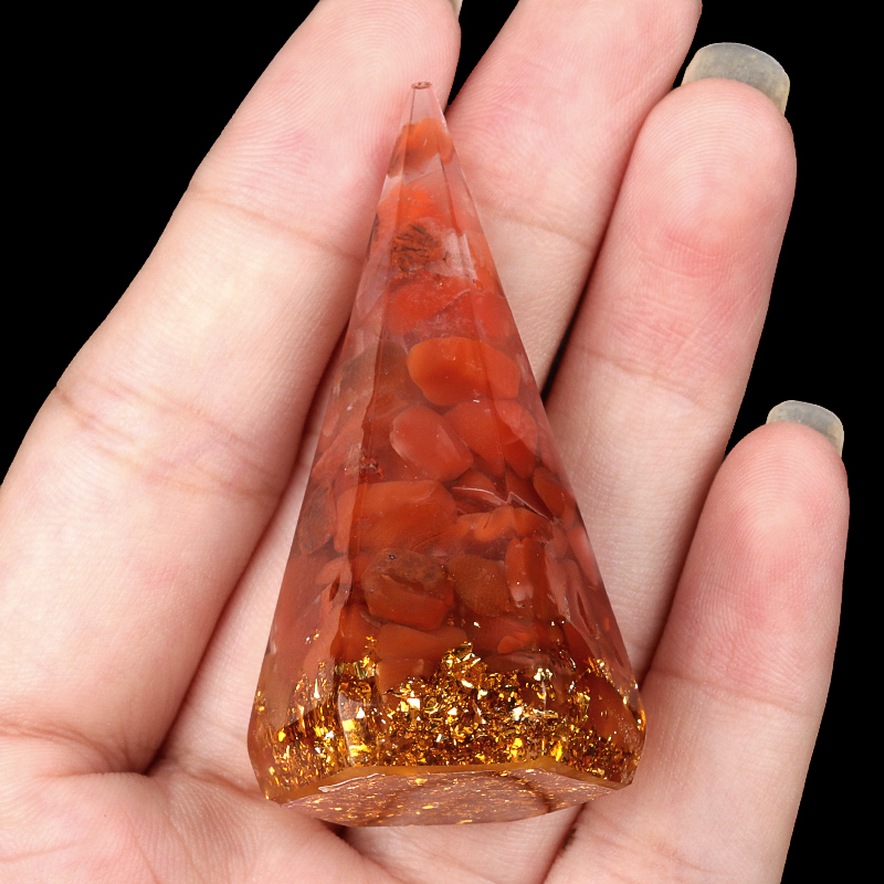 Gemstone Ring Holder Tower Chip Stone Jewelry Display Stand Resin Point Hexagonal Cone Decorative Wedding Storage