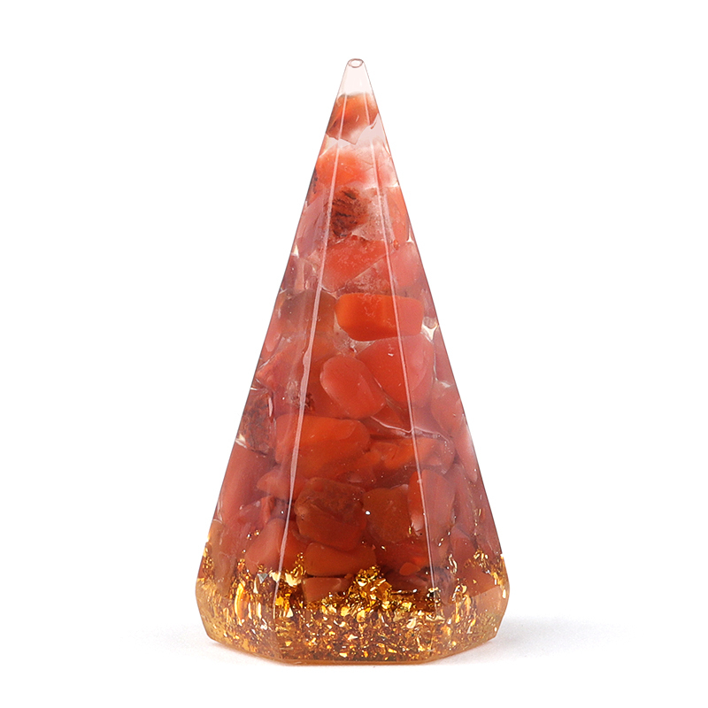 Gemstone Ring Holder Tower Chip Stone Jewelry Display Stand Resin Point Hexagonal Cone Decorative Wedding Storage