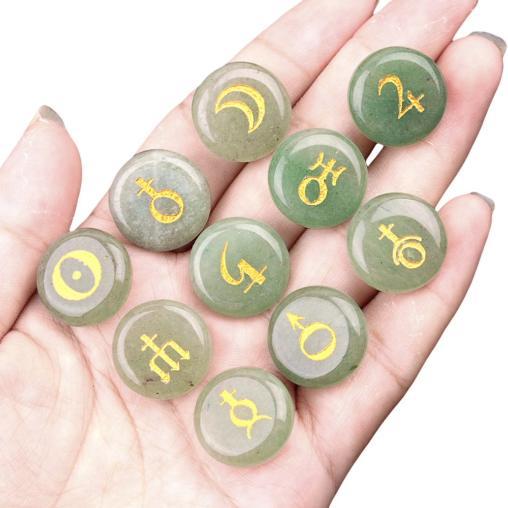 18mm Stone Disc Symbols Set of 10 Planets & Solar System