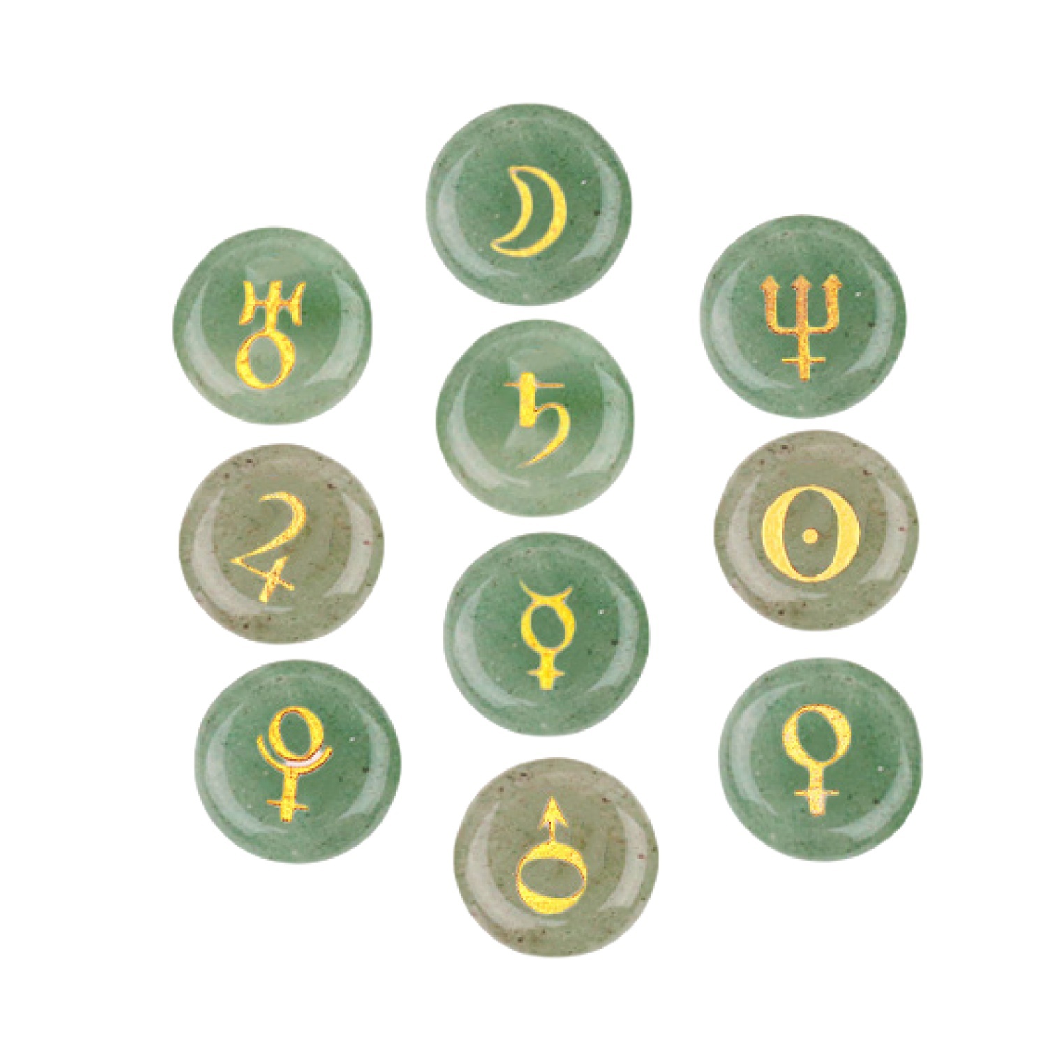 18mm Stone Disc Symbols Set of 10 Planets & Solar System