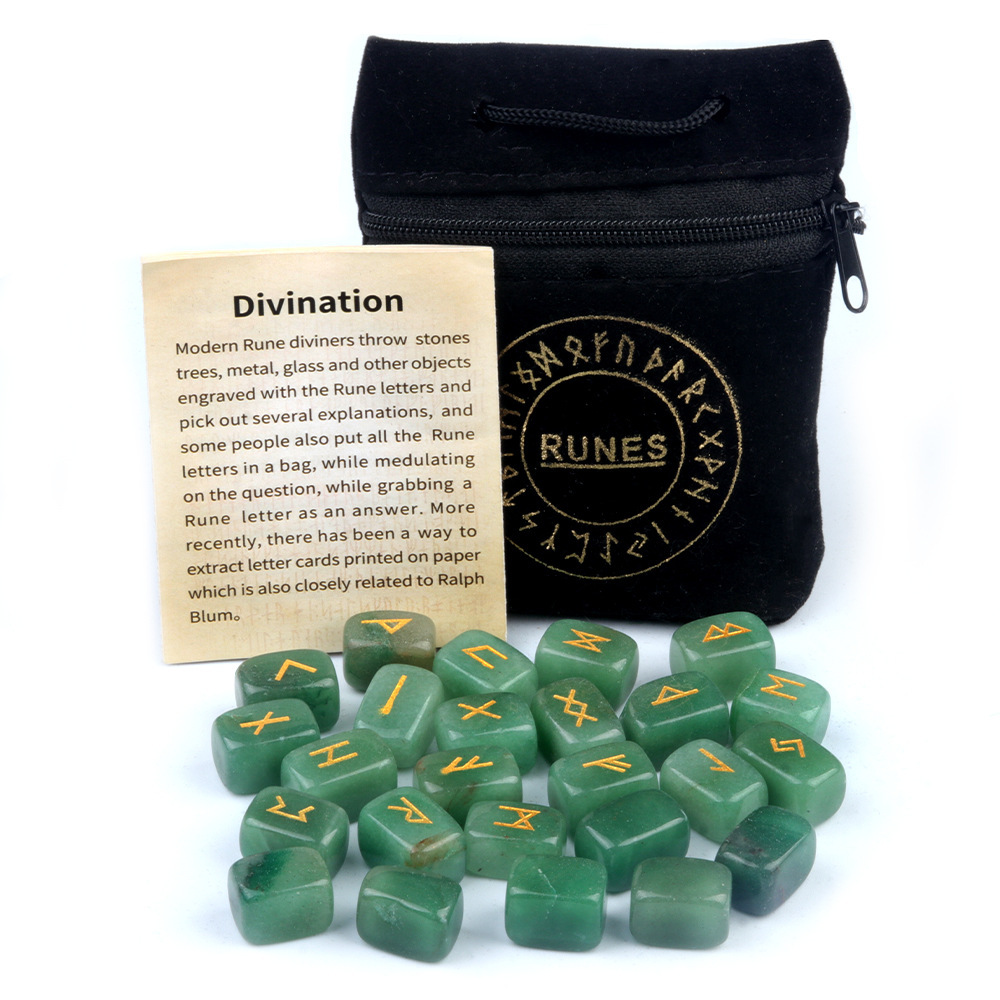 13x18MM Rectangle Runes Set of 25 Engraved Rune Stones with Guide Book Velvet Bag for Beginners,Witchcraft/Divination/Meditation/Spiritual