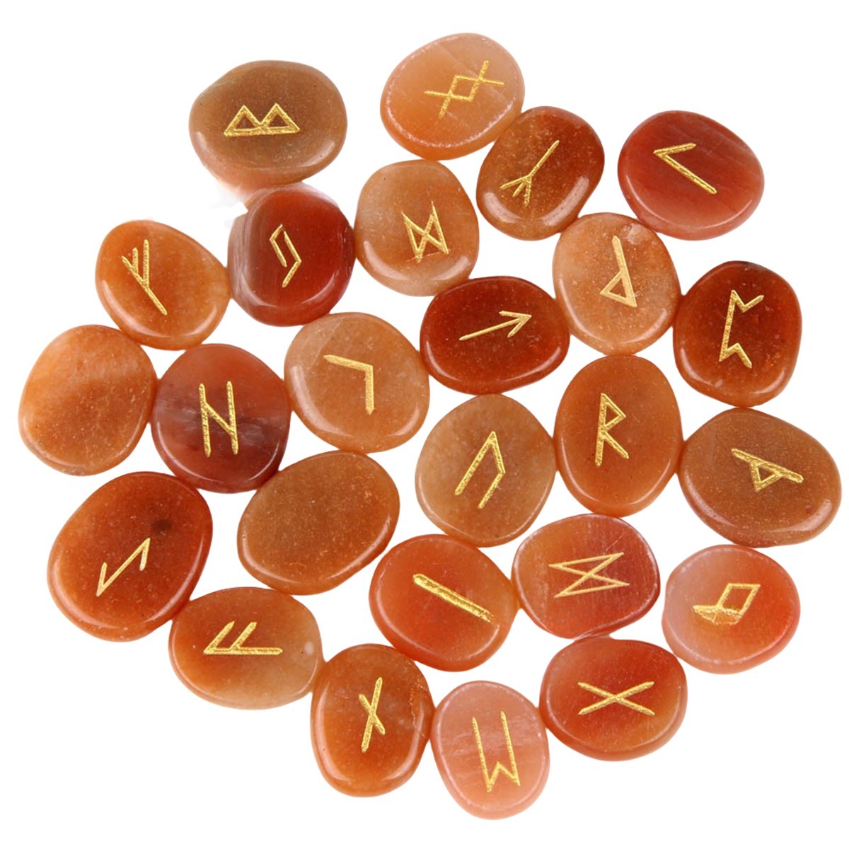 20-25mm Disc Runes Set of 25 Engraved Rune Stones with Guide Book Velvet Bag for Beginners,Witchcraft/Divination/Meditation/Spiritual