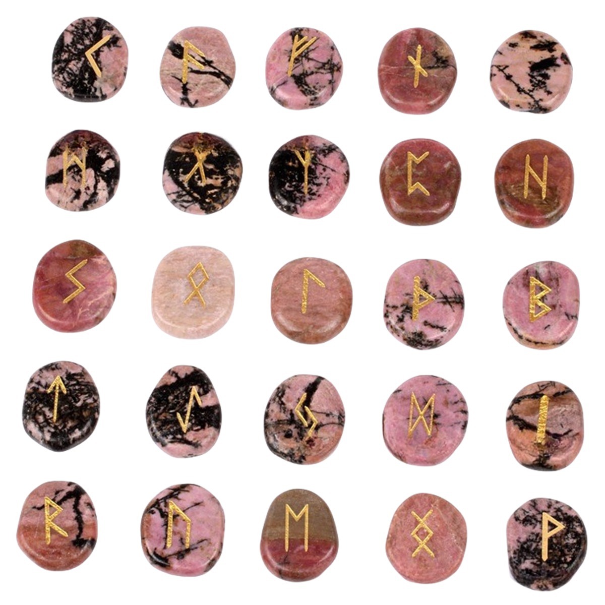 20-25mm Disc Runes Set of 25 Engraved Rune Stones with Guide Book Velvet Bag for Beginners,Witchcraft/Divination/Meditation/Spiritual
