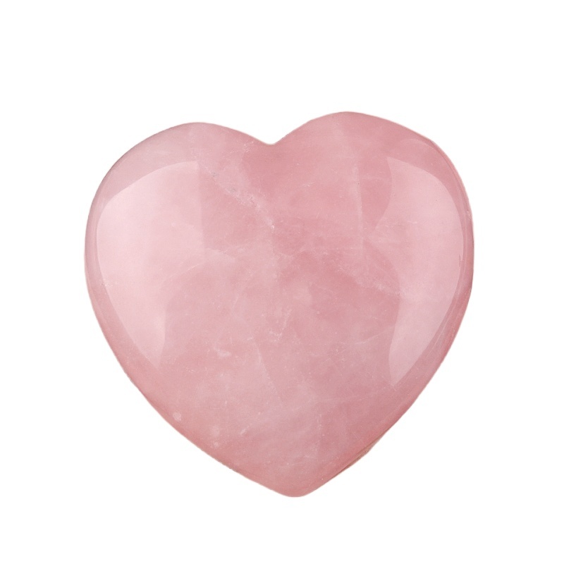 Rose Quartz Heart Ornament 40X40X15MM handmade craved Love Stone