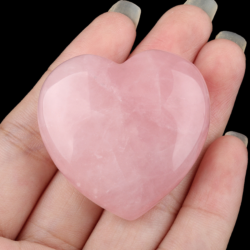 Rose Quartz Heart Ornament 40X40X15MM handmade craved Love Stone