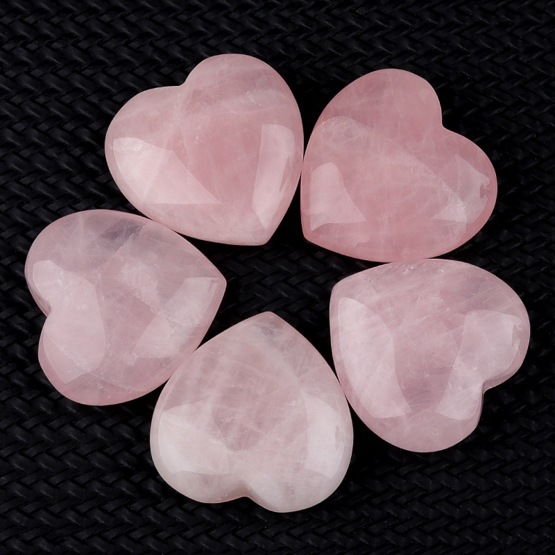 Rose Quartz Heart Ornament 40X40X15MM handmade craved Love Stone