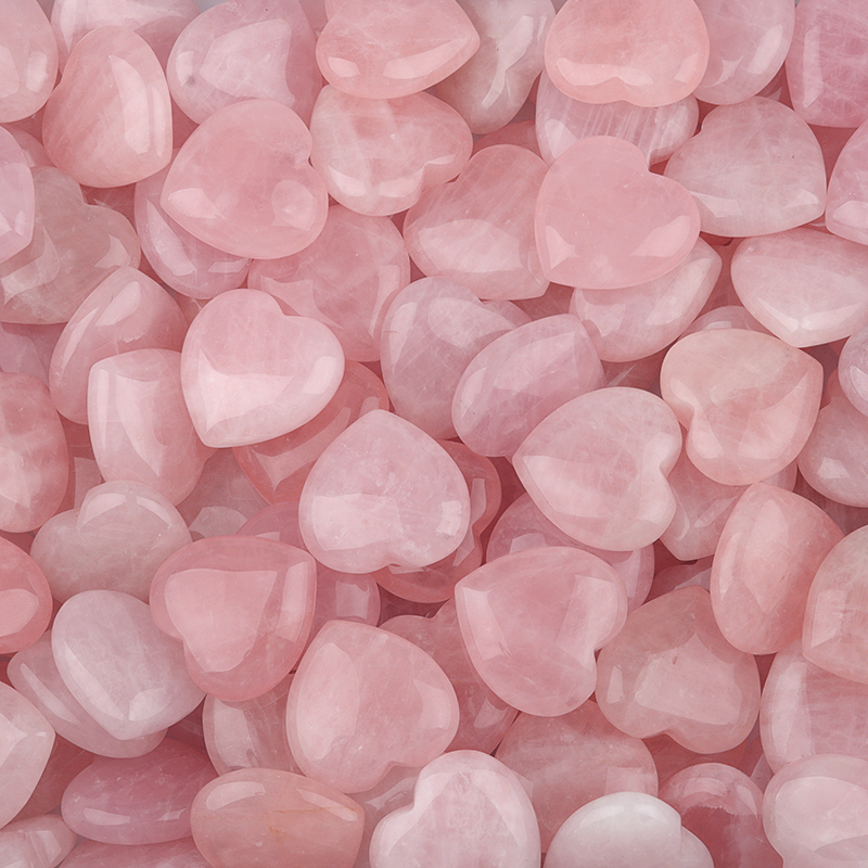 Rose Quartz Heart Ornament 40X40X15MM handmade craved Love Stone