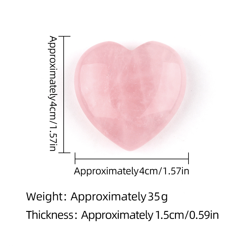 Rose Quartz Heart Ornament 40X40X15MM handmade craved Love Stone
