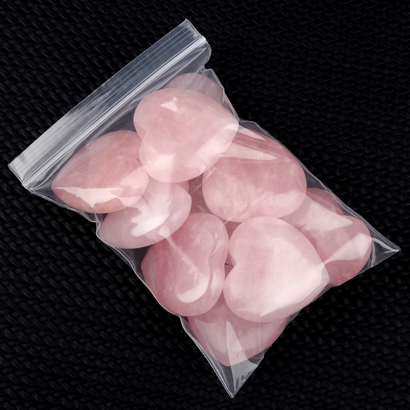 Rose Quartz Heart Ornament 40X40X15MM handmade craved Love Stone