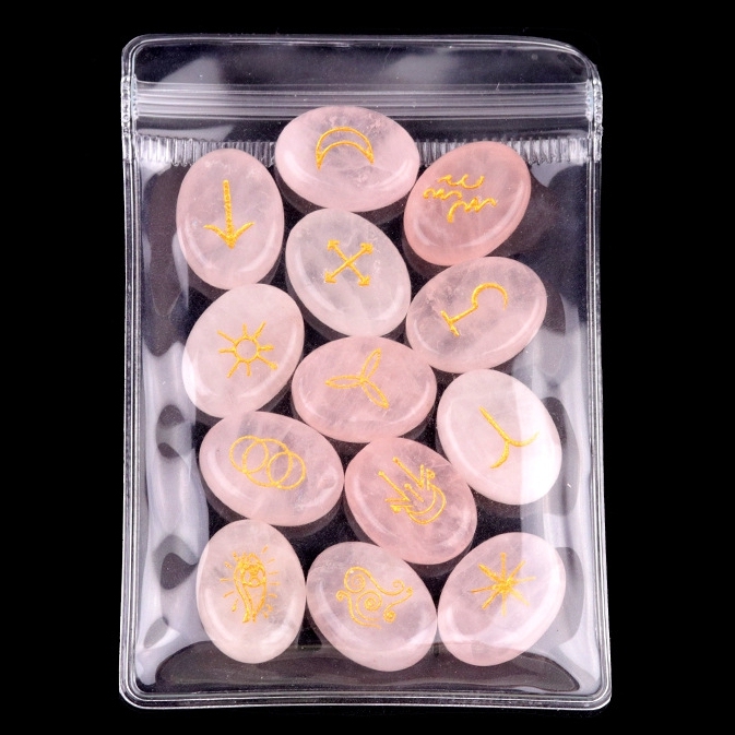 15X20MM Oval Stone Disc Runes Set of 13 Engraved Rune