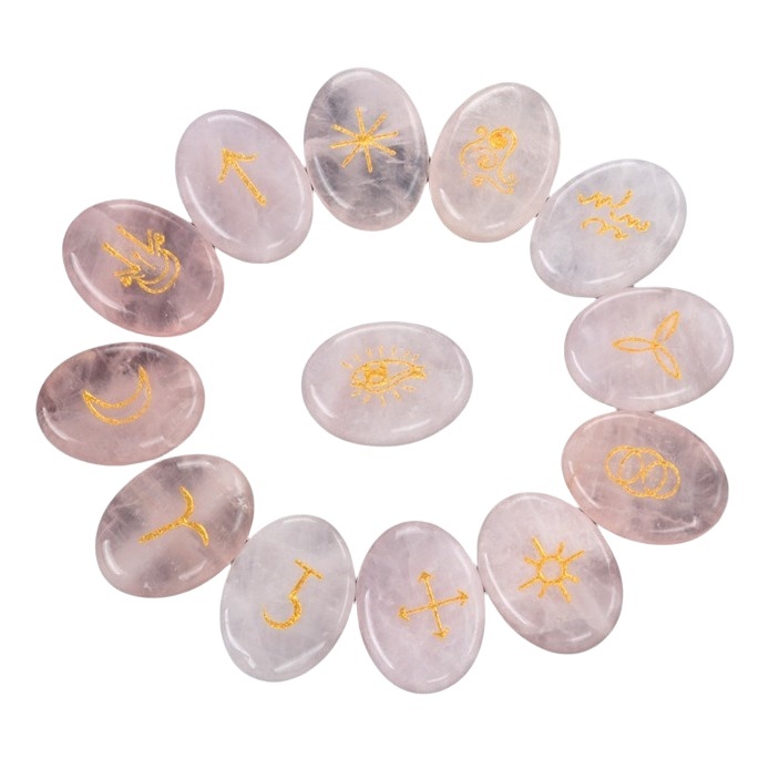 15X20MM Oval Stone Disc Runes Set of 13 Engraved Rune