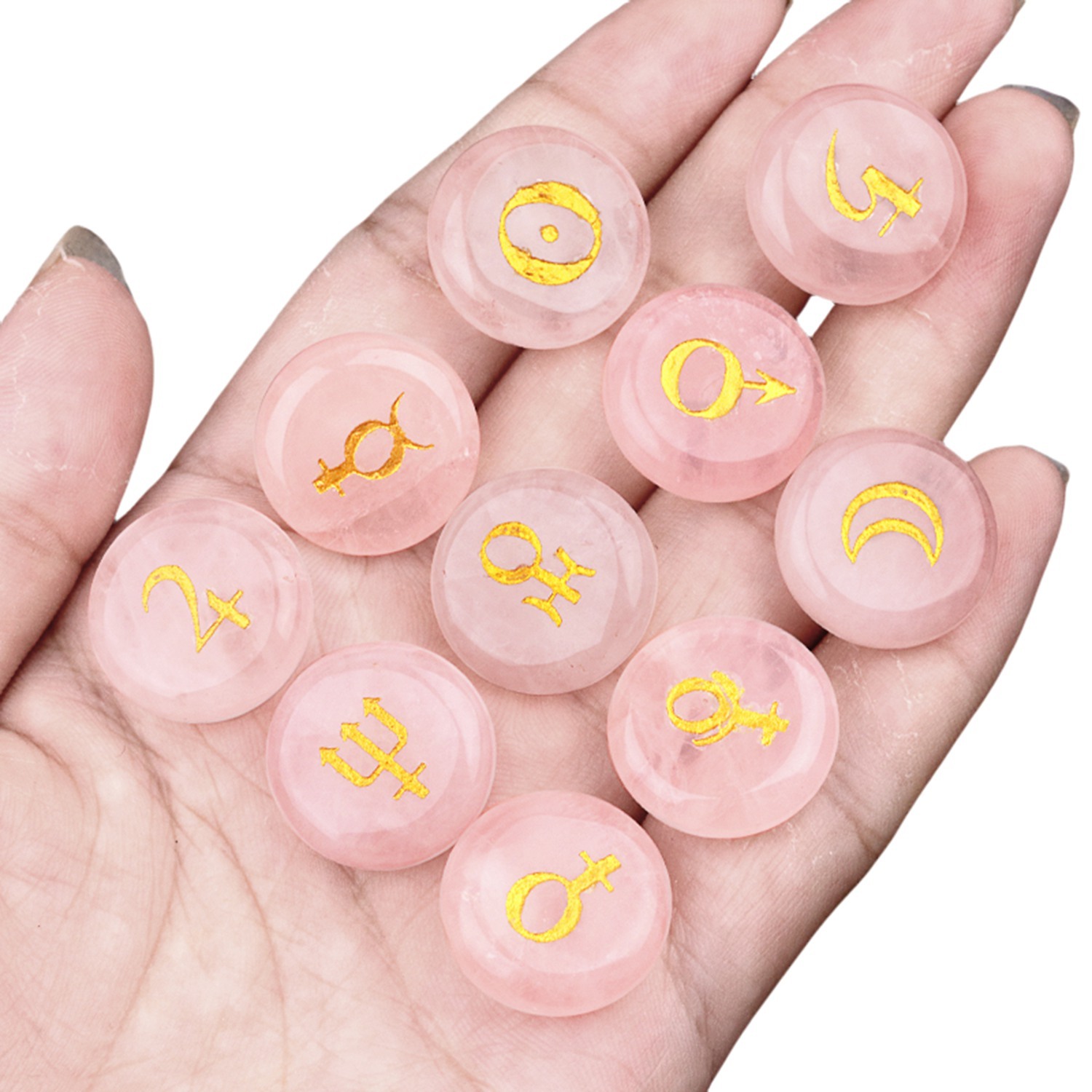 18mm Stone Disc Symbols Set of 10 Planets & Solar System