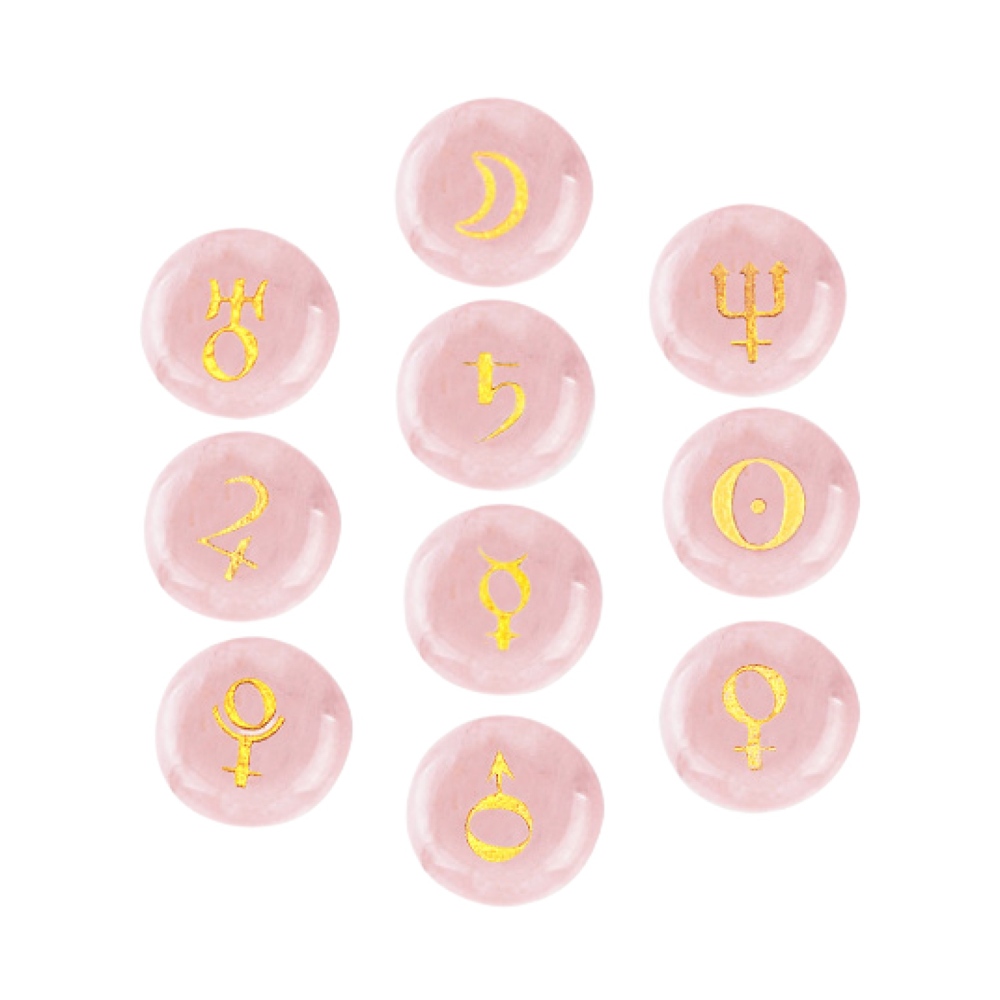 18mm Stone Disc Symbols Set of 10 Planets & Solar System