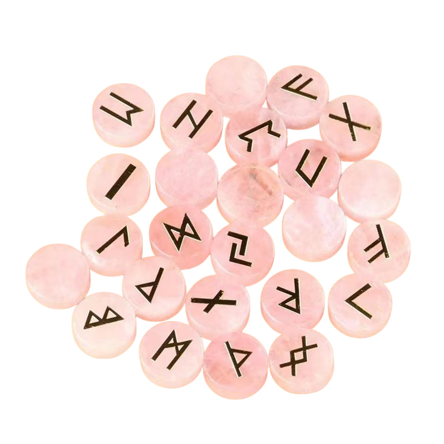 18mm Disc Runes Set of 25 Engraved Rune Stones with Guide Book Velvet Bag for Beginners,Witchcraft/Divination/Meditation/Spiritual