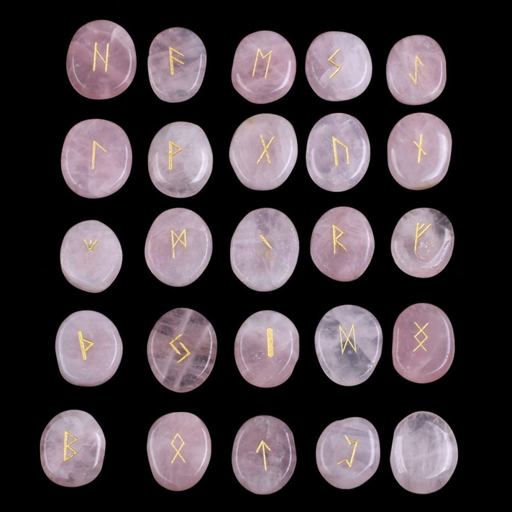20-25mm Disc Runes Set of 25 Engraved Rune Stones with Guide Book Velvet Bag for Beginners,Witchcraft/Divination/Meditation/Spiritual