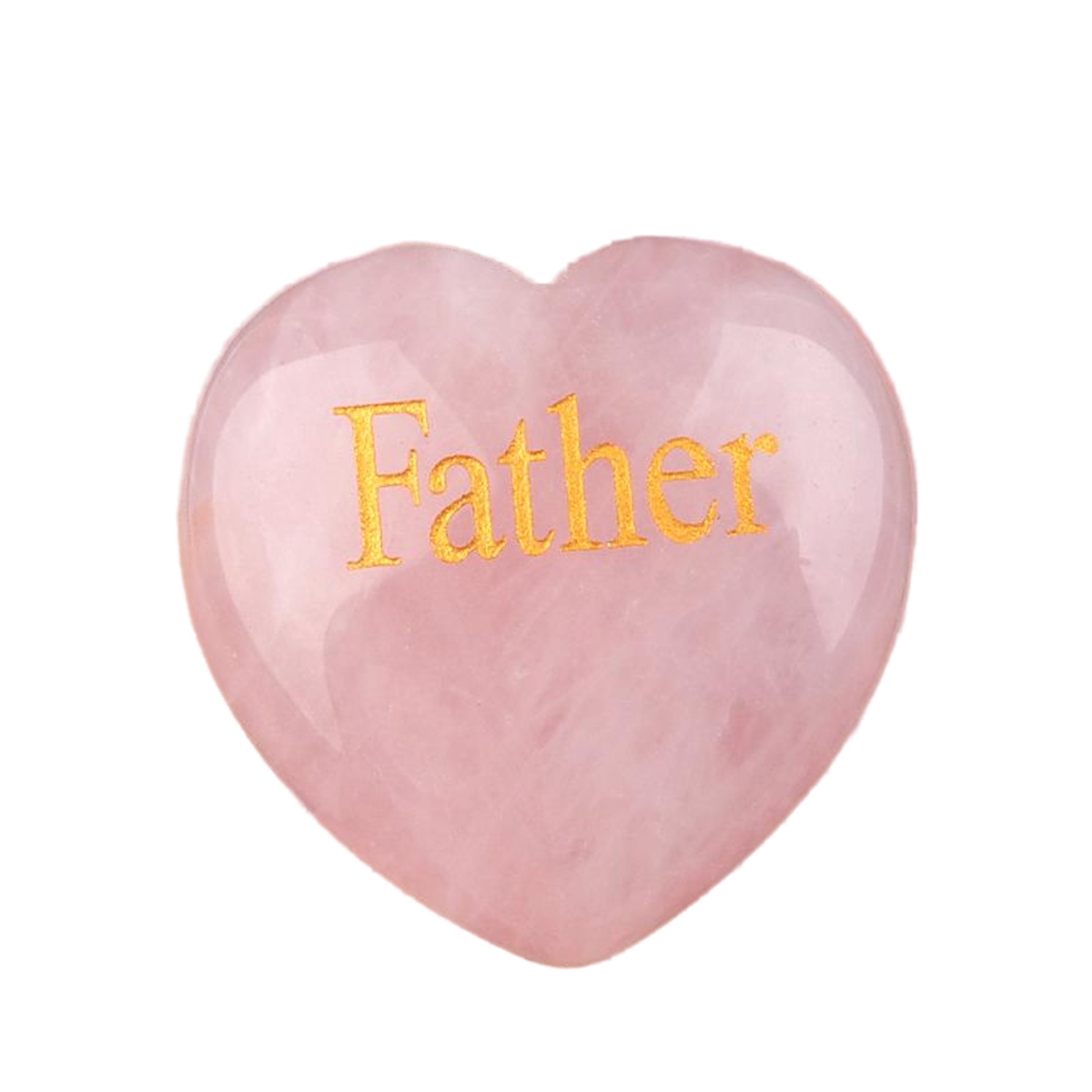 30MM Rose Quartz Heart Ornament Engraved Words kinship-Father,Grandfather,Mother,Grandmother,Uncle, Aunt,Mother,Father