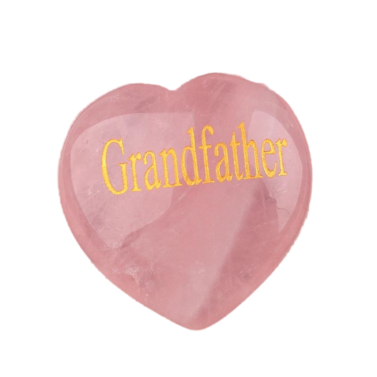 30MM Rose Quartz Heart Ornament Engraved Words kinship-Father,Grandfather,Mother,Grandmother,Uncle, Aunt,Mother,Father
