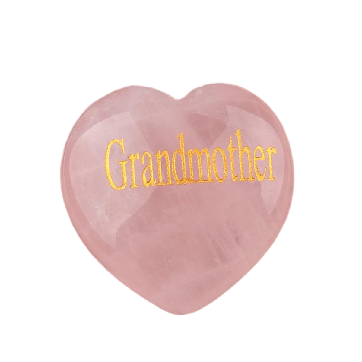 30MM Rose Quartz Heart Ornament Engraved Words kinship-Father,Grandfather,Mother,Grandmother,Uncle, Aunt,Mother,Father