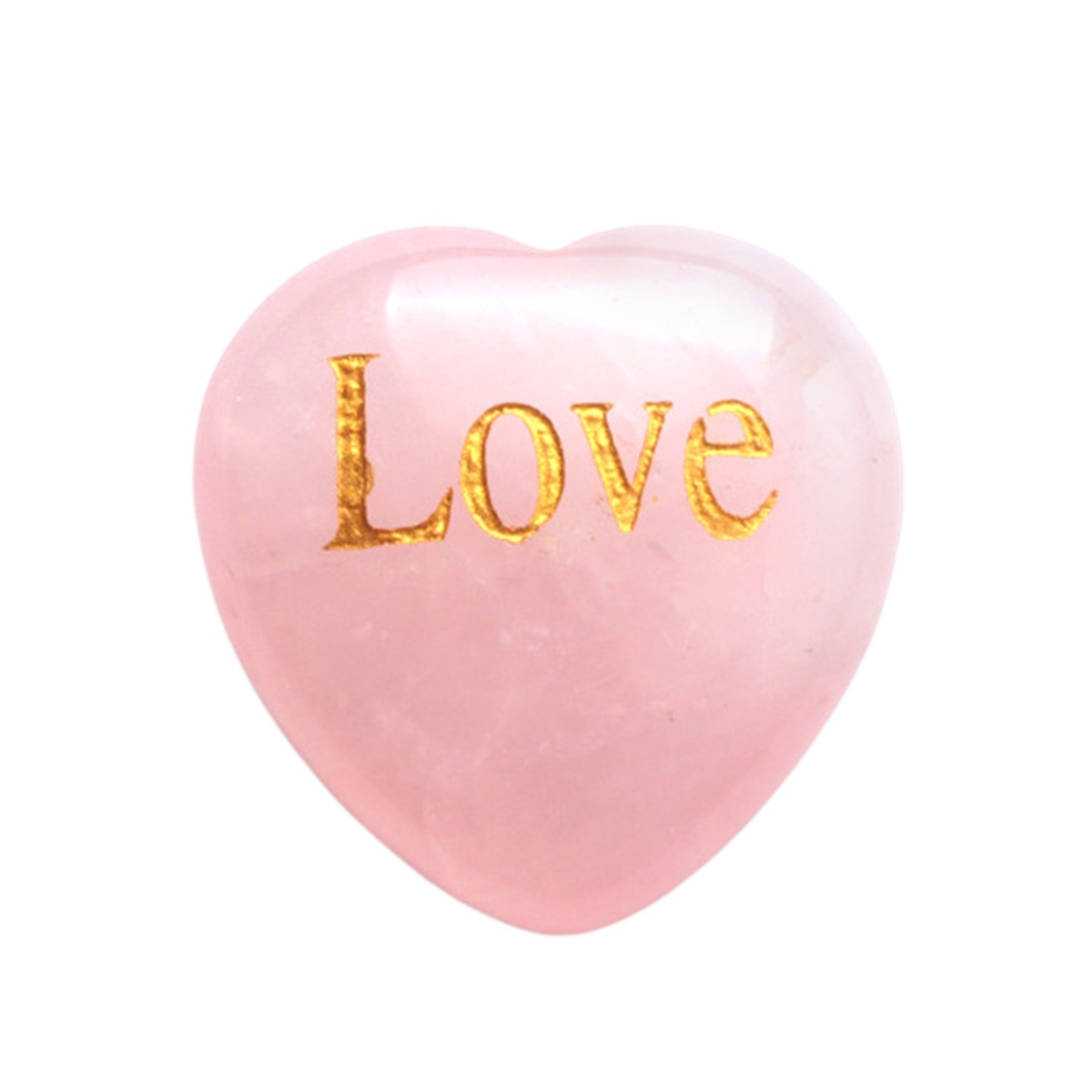 30MM Rose Quartz Heart Ornament Engraved Words kinship-Father,Grandfather,Mother,Grandmother,Uncle, Aunt,Mother,Father