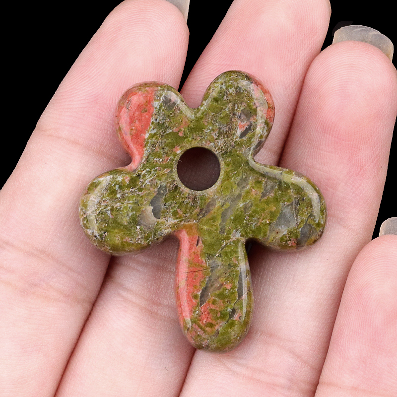 35MM Flower Stone Pendant for Jewelry Making Healing Chakra