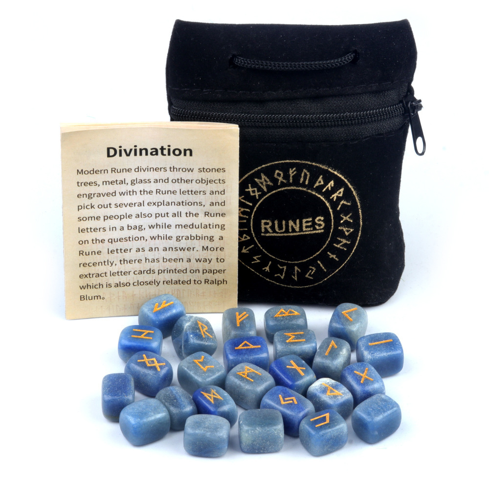 13x18MM Rectangle Runes Set of 25 Engraved Rune Stones with Guide Book Velvet Bag for Beginners,Witchcraft/Divination/Meditation/Spiritual