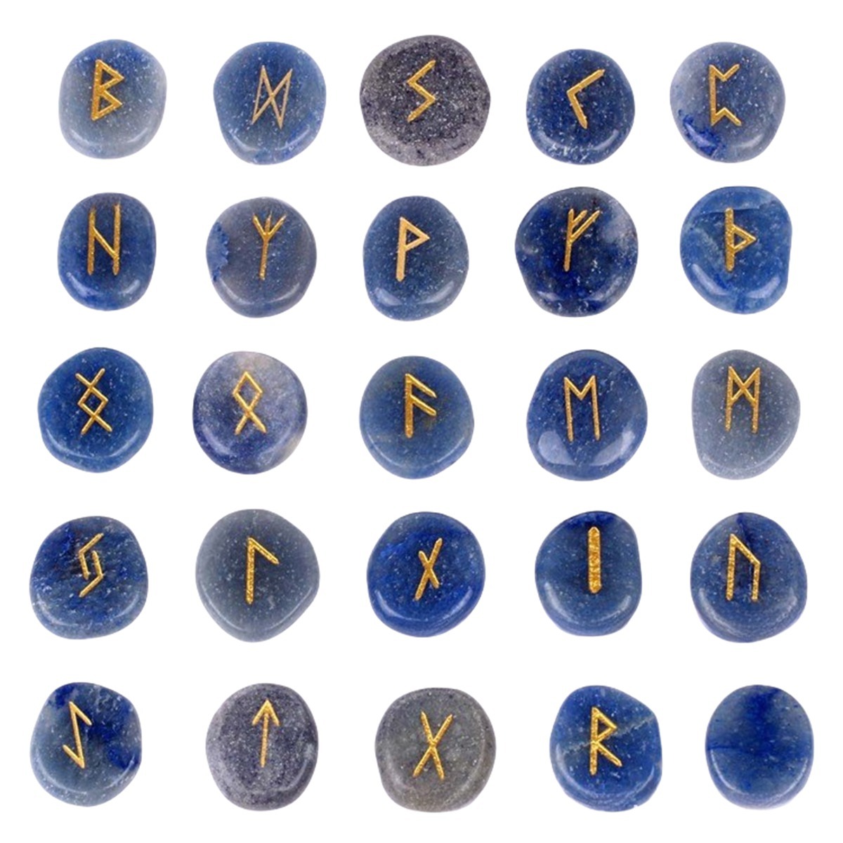 20-25mm Disc Runes Set of 25 Engraved Rune Stones with Guide Book Velvet Bag for Beginners,Witchcraft/Divination/Meditation/Spiritual