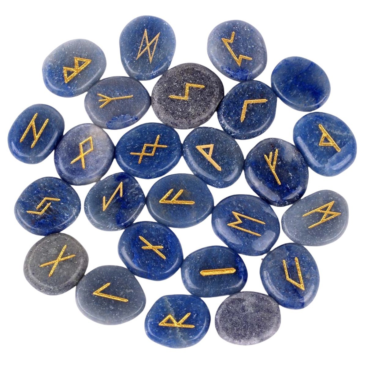 20-25mm Disc Runes Set of 25 Engraved Rune Stones with Guide Book Velvet Bag for Beginners,Witchcraft/Divination/Meditation/Spiritual