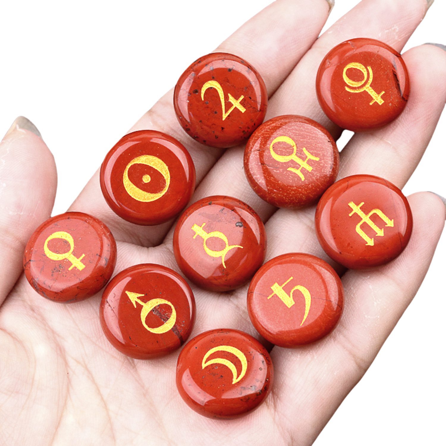18mm Stone Disc Symbols Set of 10 Planets & Solar System