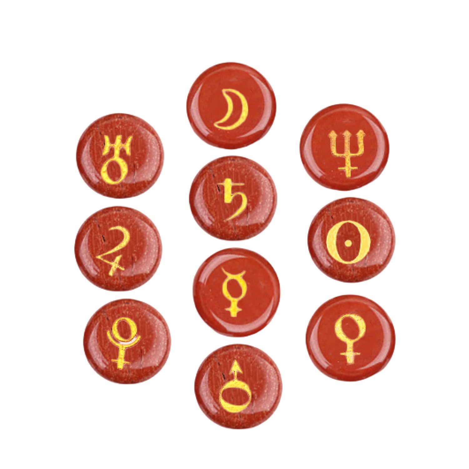 18mm Stone Disc Symbols Set of 10 Planets & Solar System