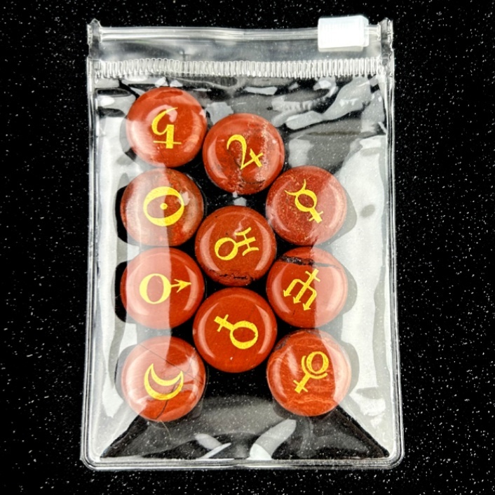 18mm Stone Disc Symbols Set of 10 Planets & Solar System