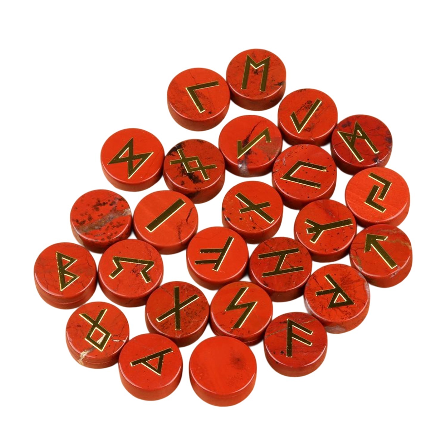 18mm Disc Runes Set of 25 Engraved Rune Stones with Guide Book Velvet Bag for Beginners,Witchcraft/Divination/Meditation/Spiritual