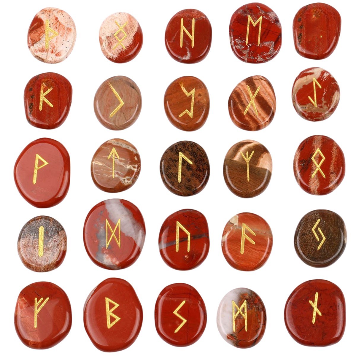 20-25mm Disc Runes Set of 25 Engraved Rune Stones with Guide Book Velvet Bag for Beginners,Witchcraft/Divination/Meditation/Spiritual