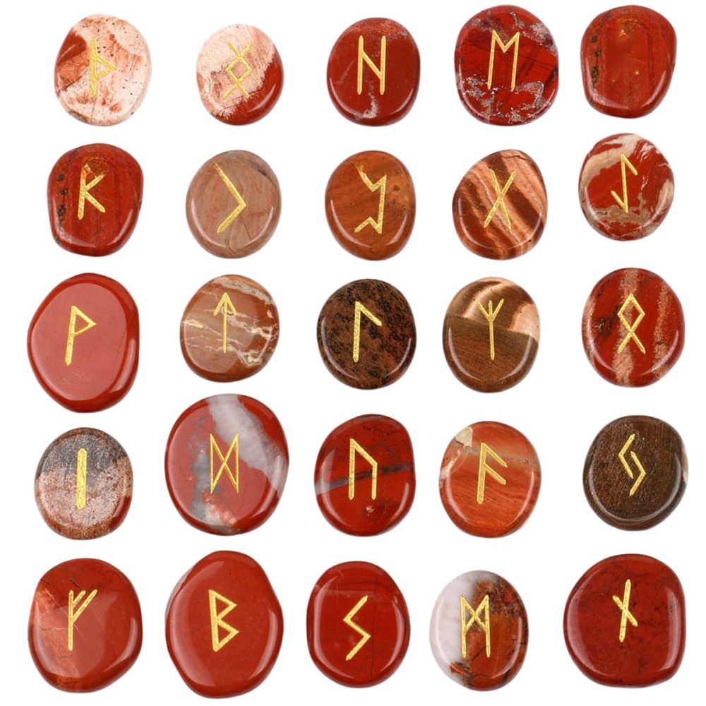 20-25mm Disc Runes Set of 25 Engraved Rune Stones with Guide Book Velvet Bag for Beginners,Witchcraft/Divination/Meditation/Spiritual