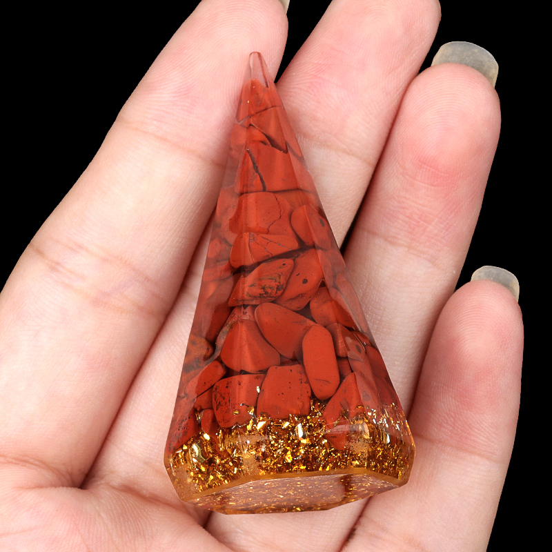 Gemstone Ring Holder Tower Chip Stone Jewelry Display Stand Resin Point Hexagonal Cone Decorative Wedding Storage