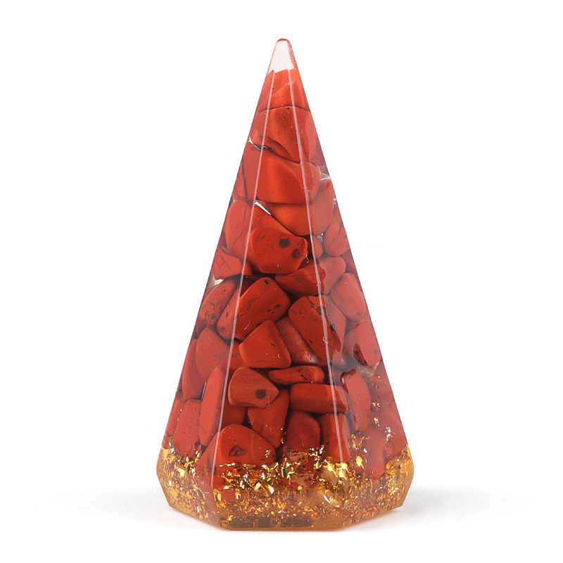 Gemstone Ring Holder Tower Chip Stone Jewelry Display Stand Resin Point Hexagonal Cone Decorative Wedding Storage